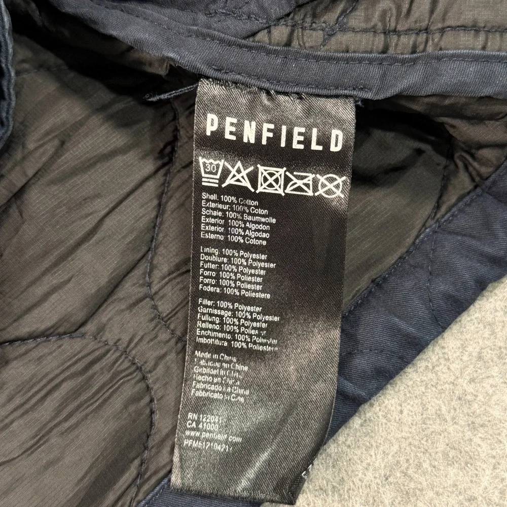 Penfield Navy‎ Blue Blackstone Quilted Snap Button Shirt Jacket Men's Size Large